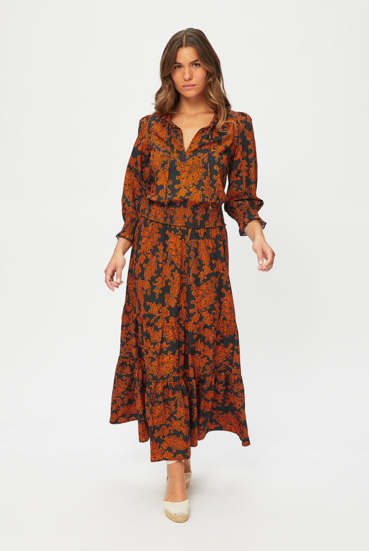 La Peñita Smocked Waist Maxi Dress