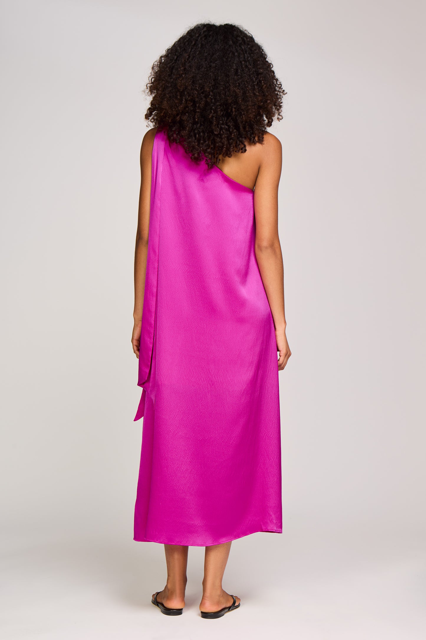 Ithaca One shoulder dress in Hammered silk