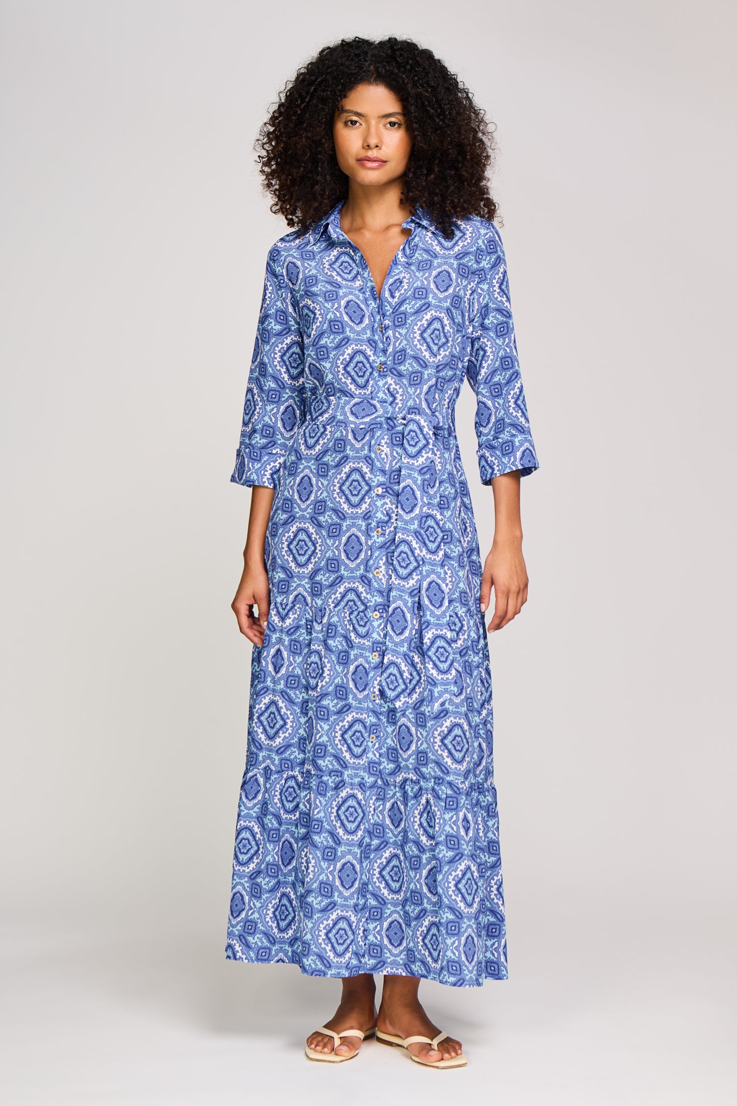 Mykonos Silk Maxi Shirt Dress