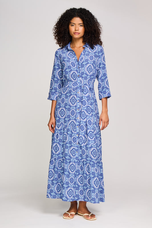 Mykonos Silk Maxi Shirt Dress