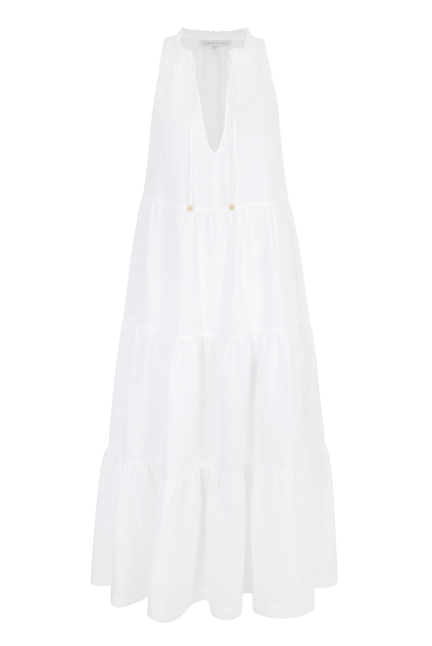 White Bay Ruffle Neck Maxi Dress