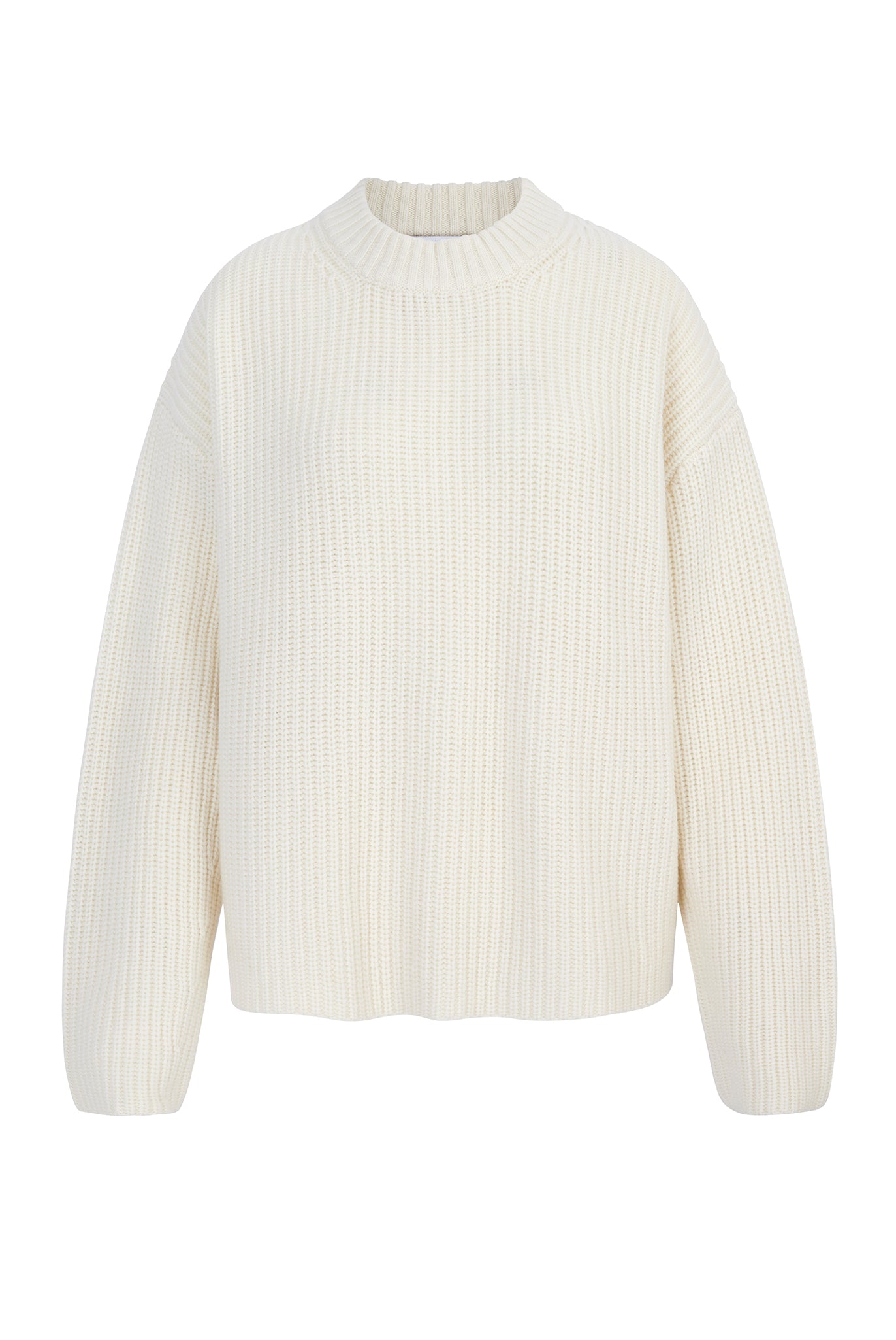 Cream open back crew neck jumper made from merino wool and cashmere