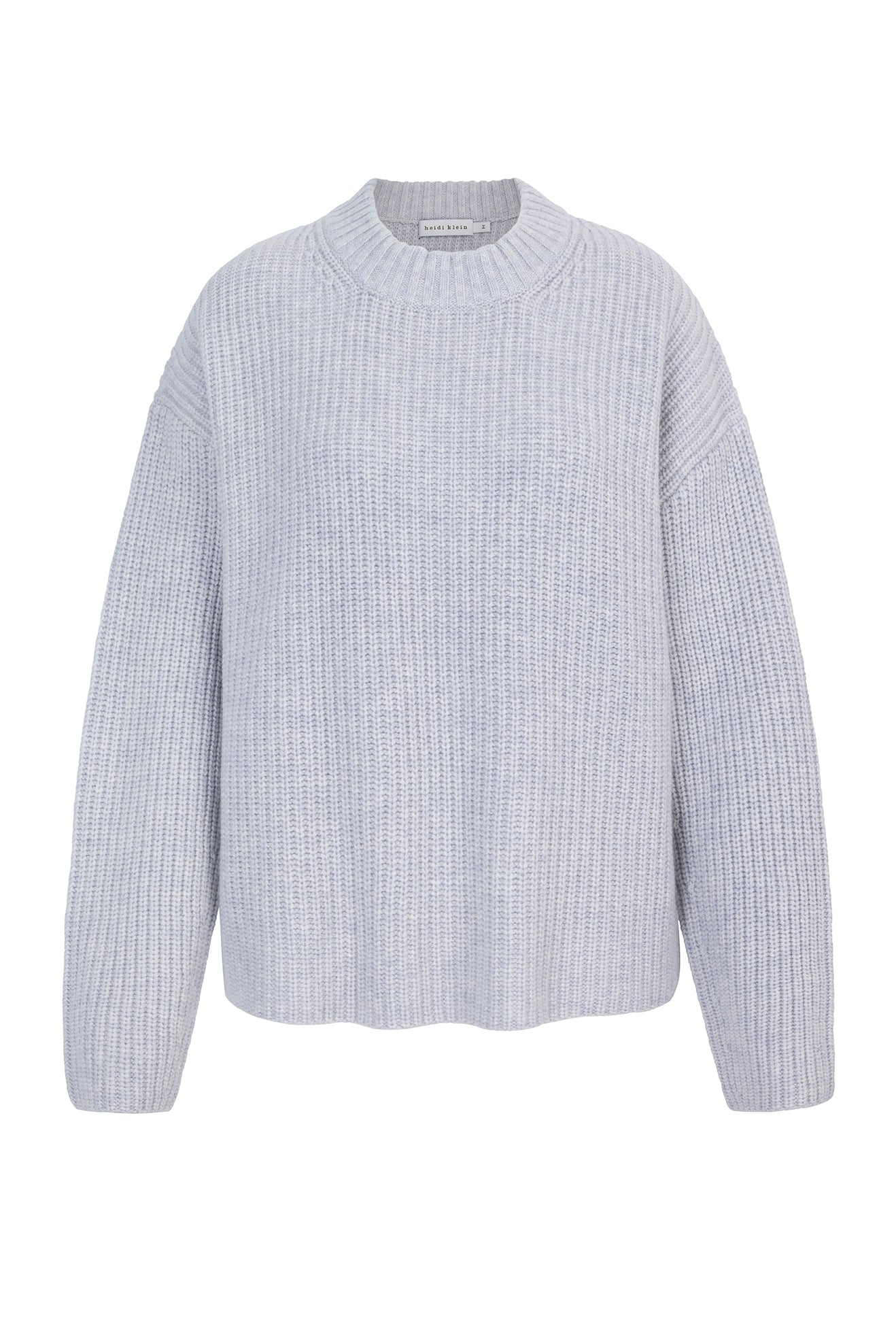 Grey Crew open back jumper made with Merino wool and cashmere