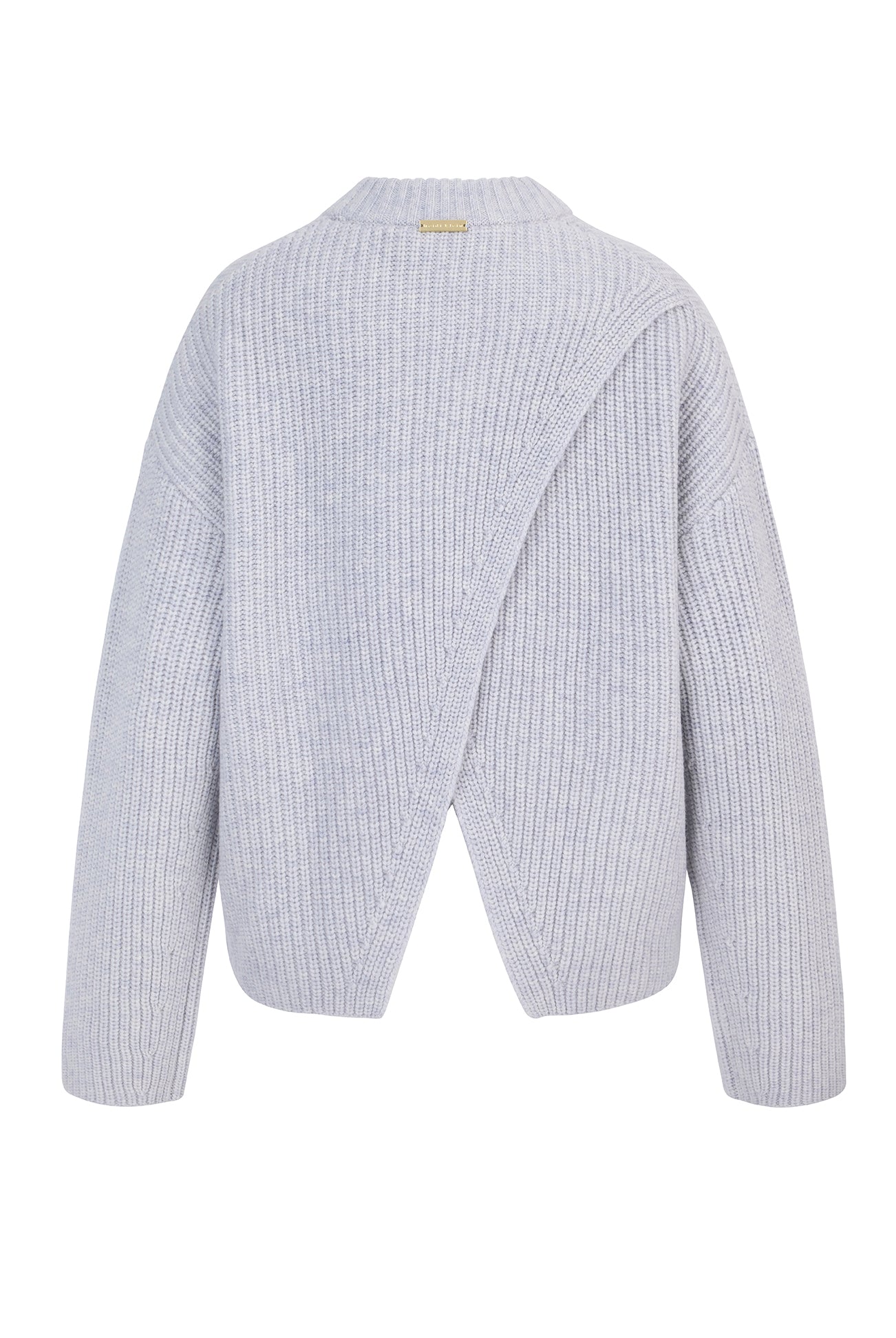 Grey Crew open back jumper made with Merino wool and cashmere