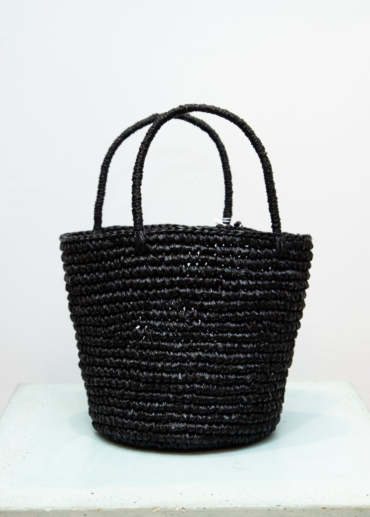 Sensi Studio Black Baby Woven Straw Tote