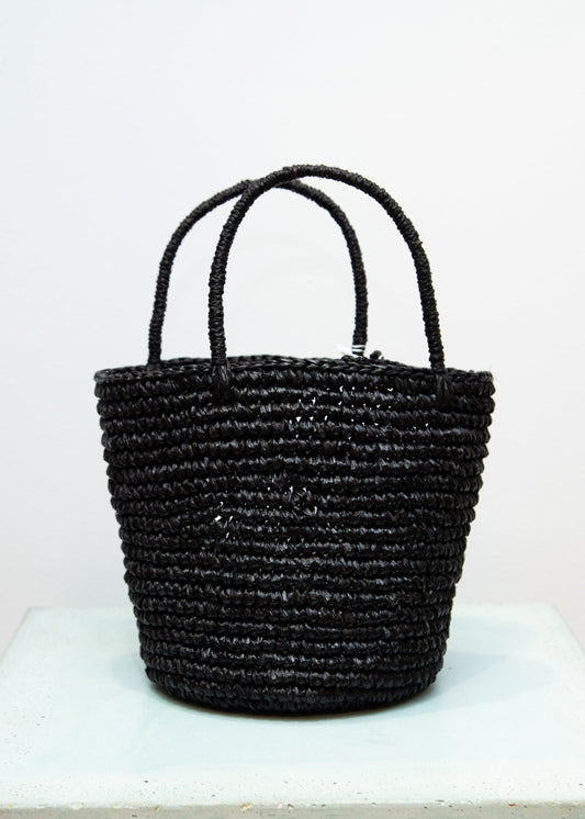 Sensi Studio Black Baby Woven Straw Tote