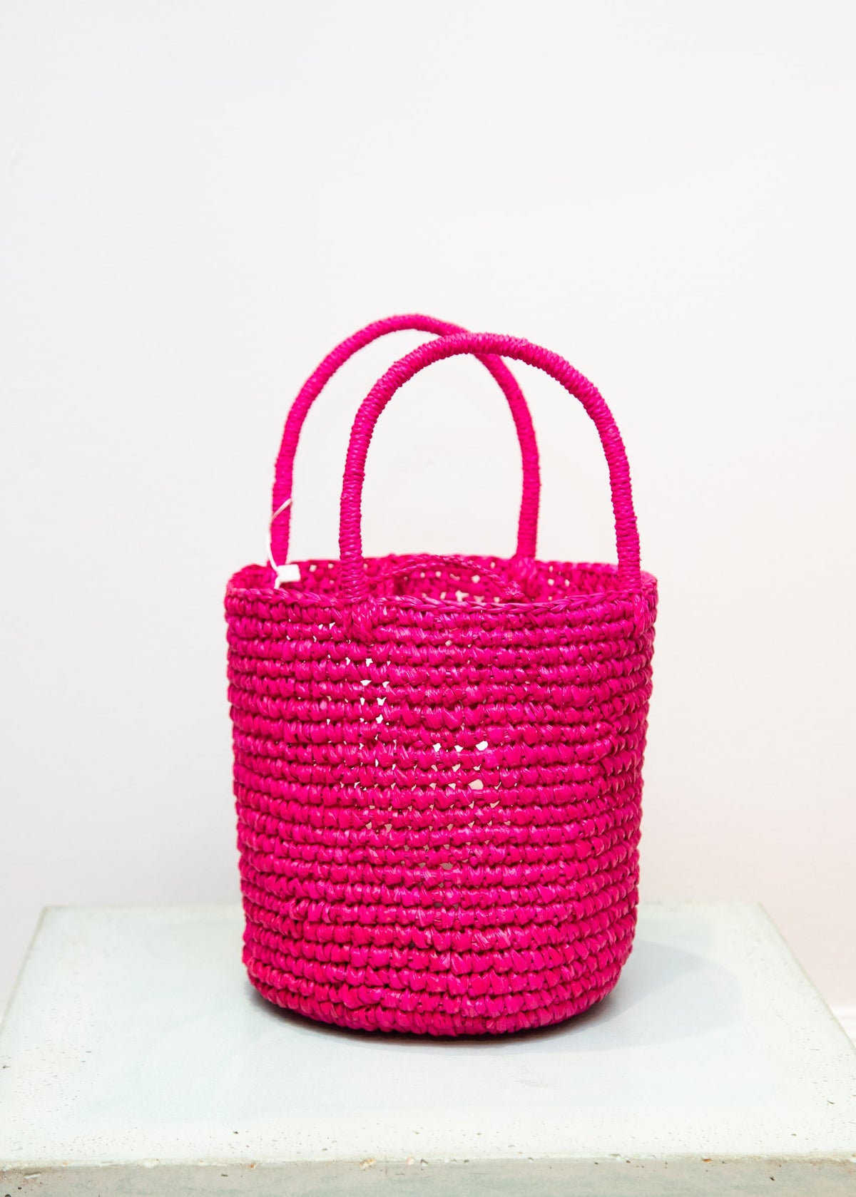 Sensi Studio Fuchsia Baby Woven Straw Tote Bag