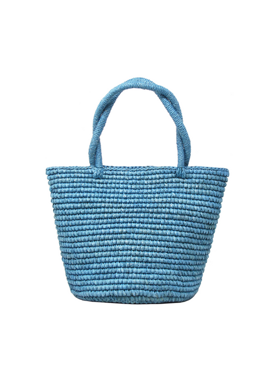 Sensi Studio Turquoise Baby Woven Straw Tote