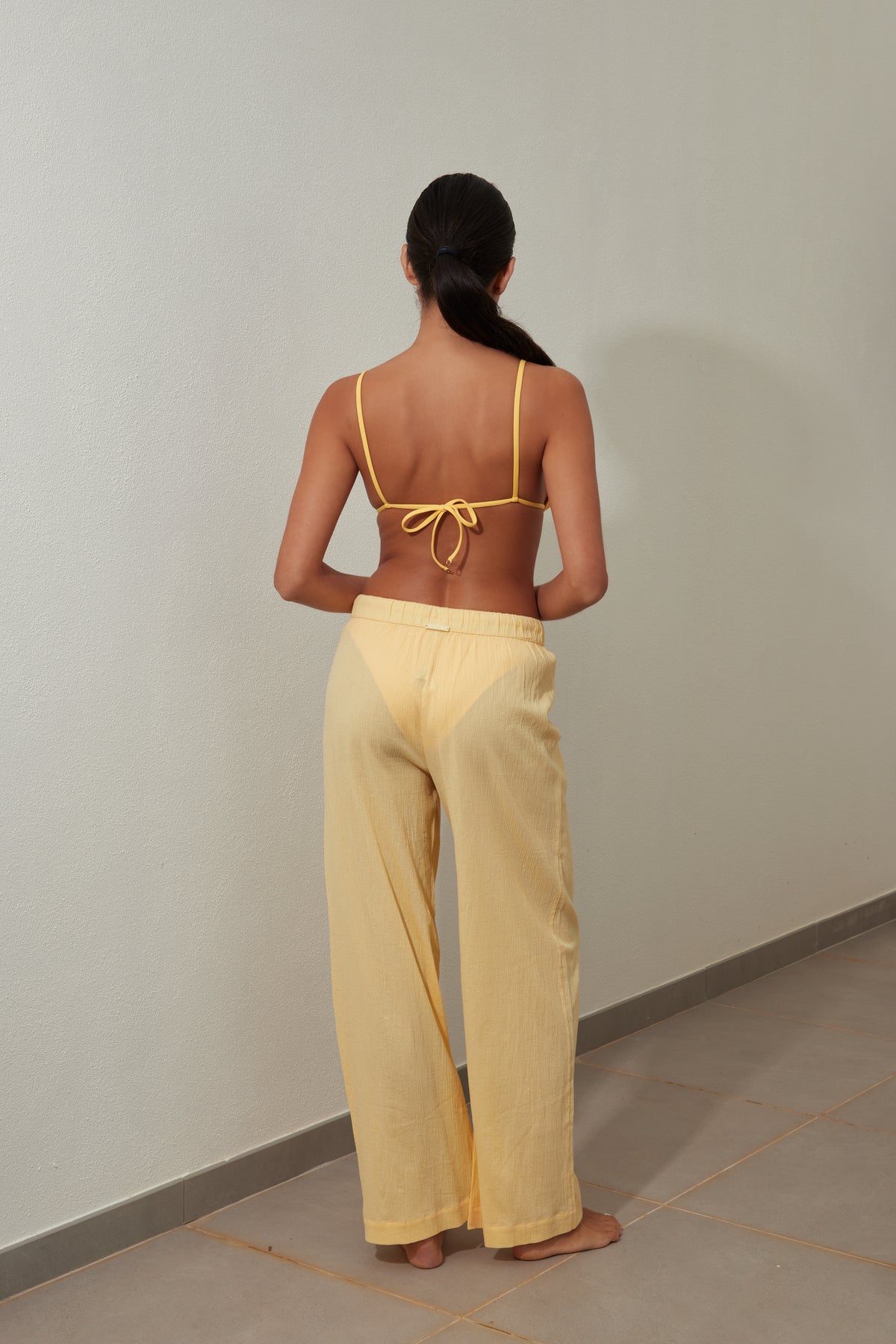 Summer Yellow Drawstring Trousers