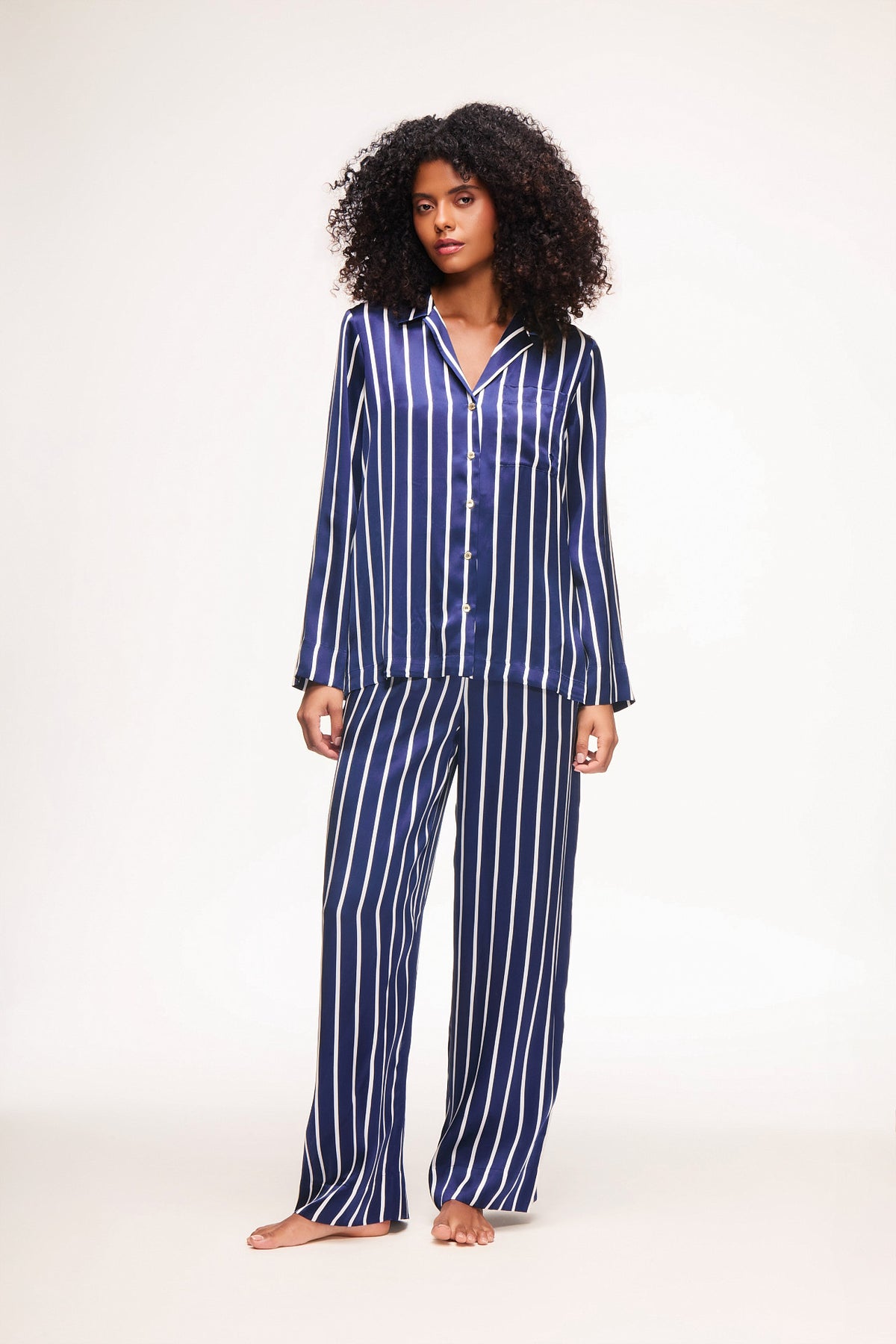 Venice Stripe Silk Long Sleeve Shirt & Trousers