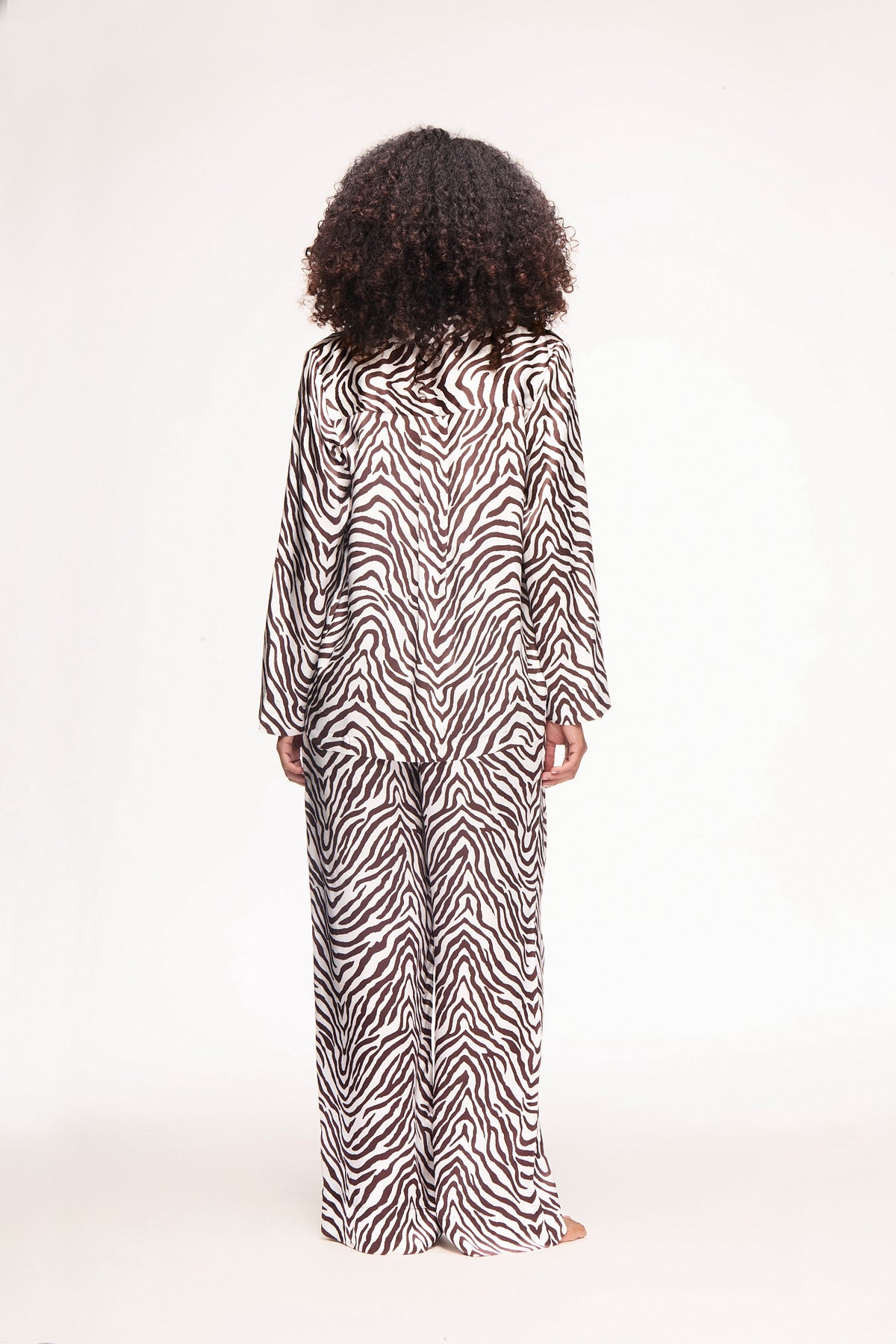 Venice Zebra Print Silk Long Sleeve Shirt & Trousers