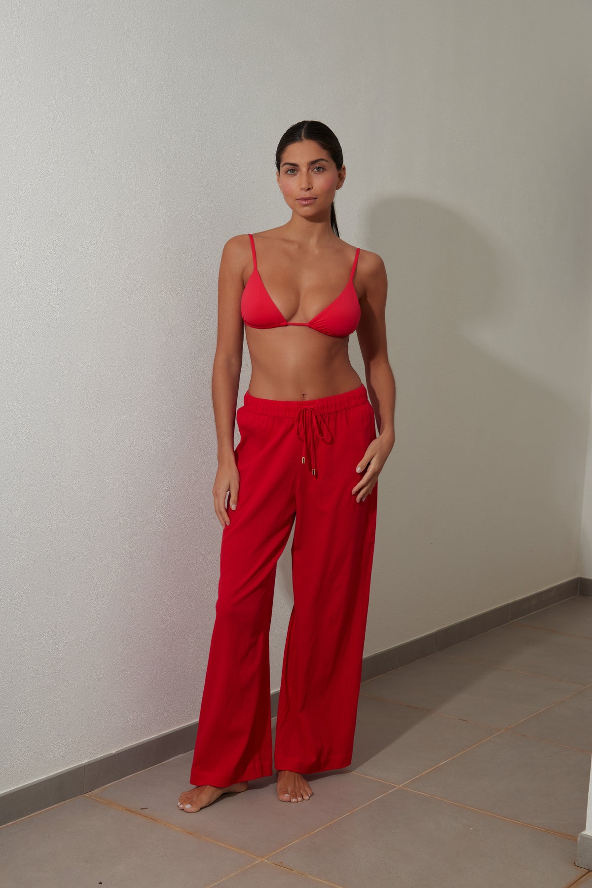 Watermelon Red Drawstring Trousers