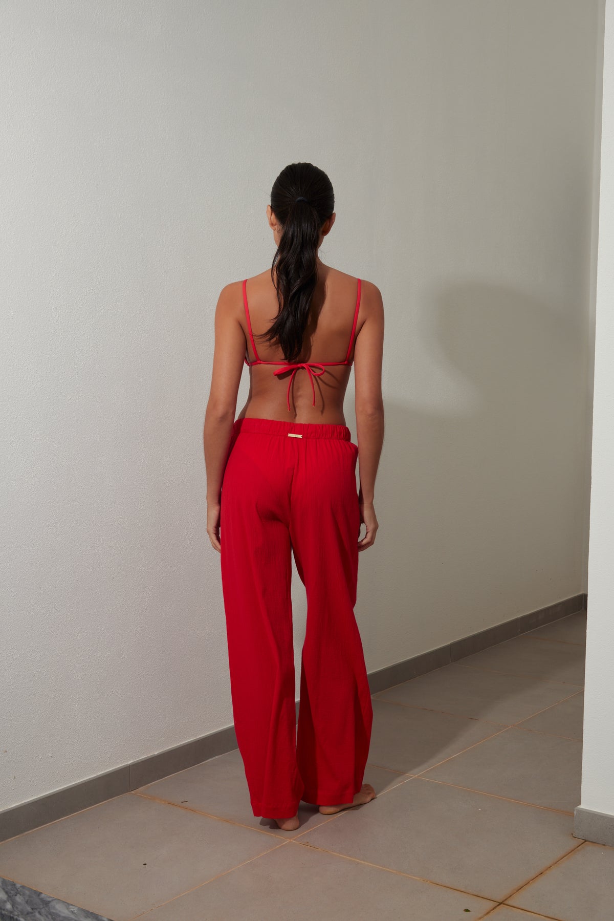 Watermelon Red Drawstring Trousers