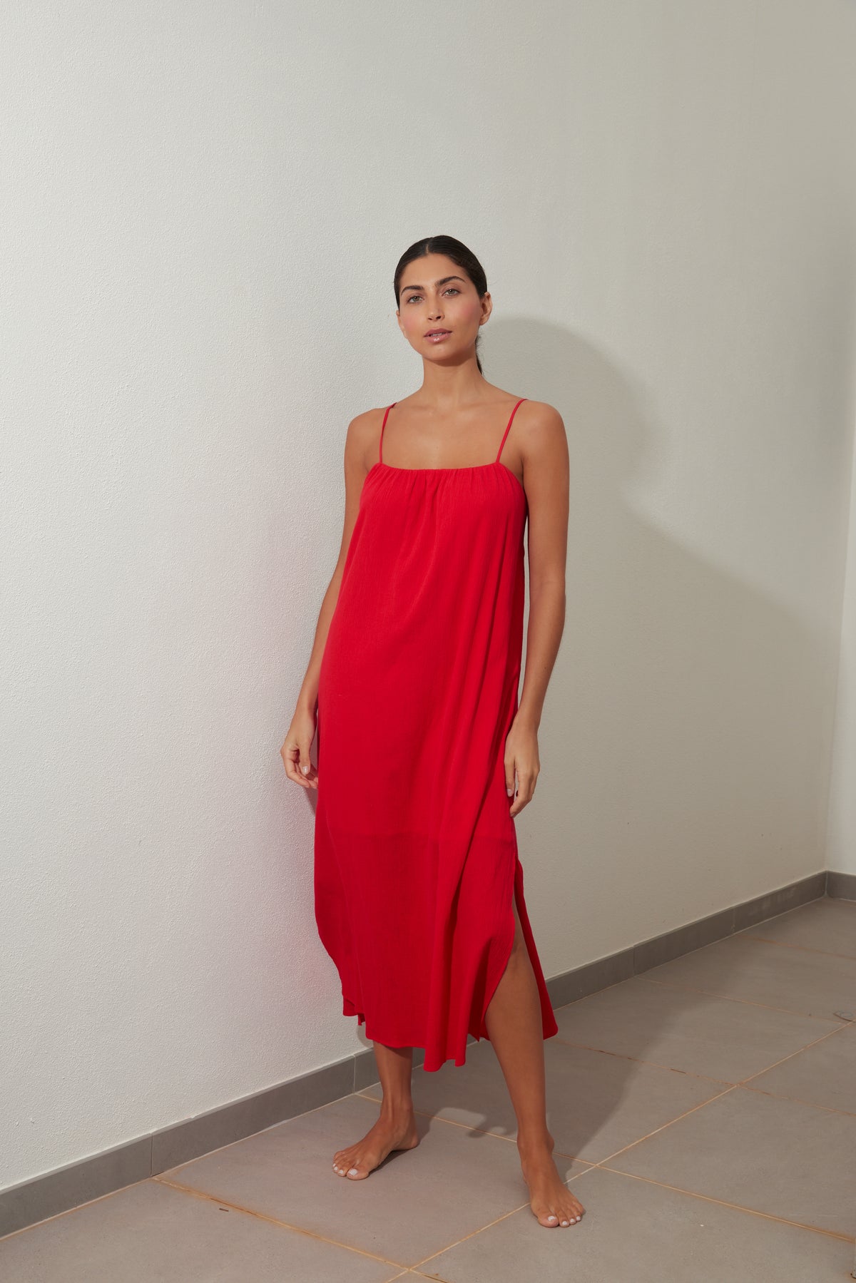 Watermelon Red Midi Dress