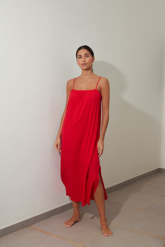 Watermelon Red Midi Dress