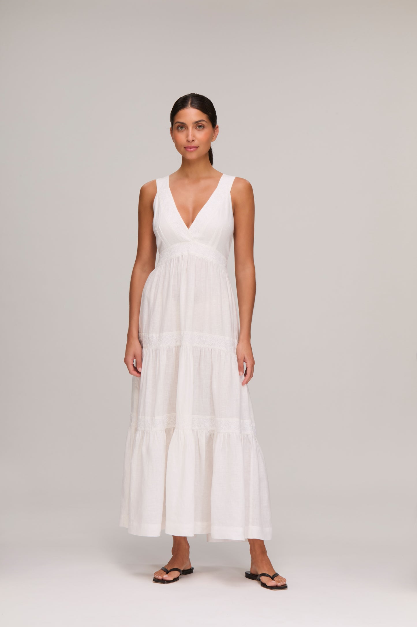 White Bay Maxi Plunge Dress
