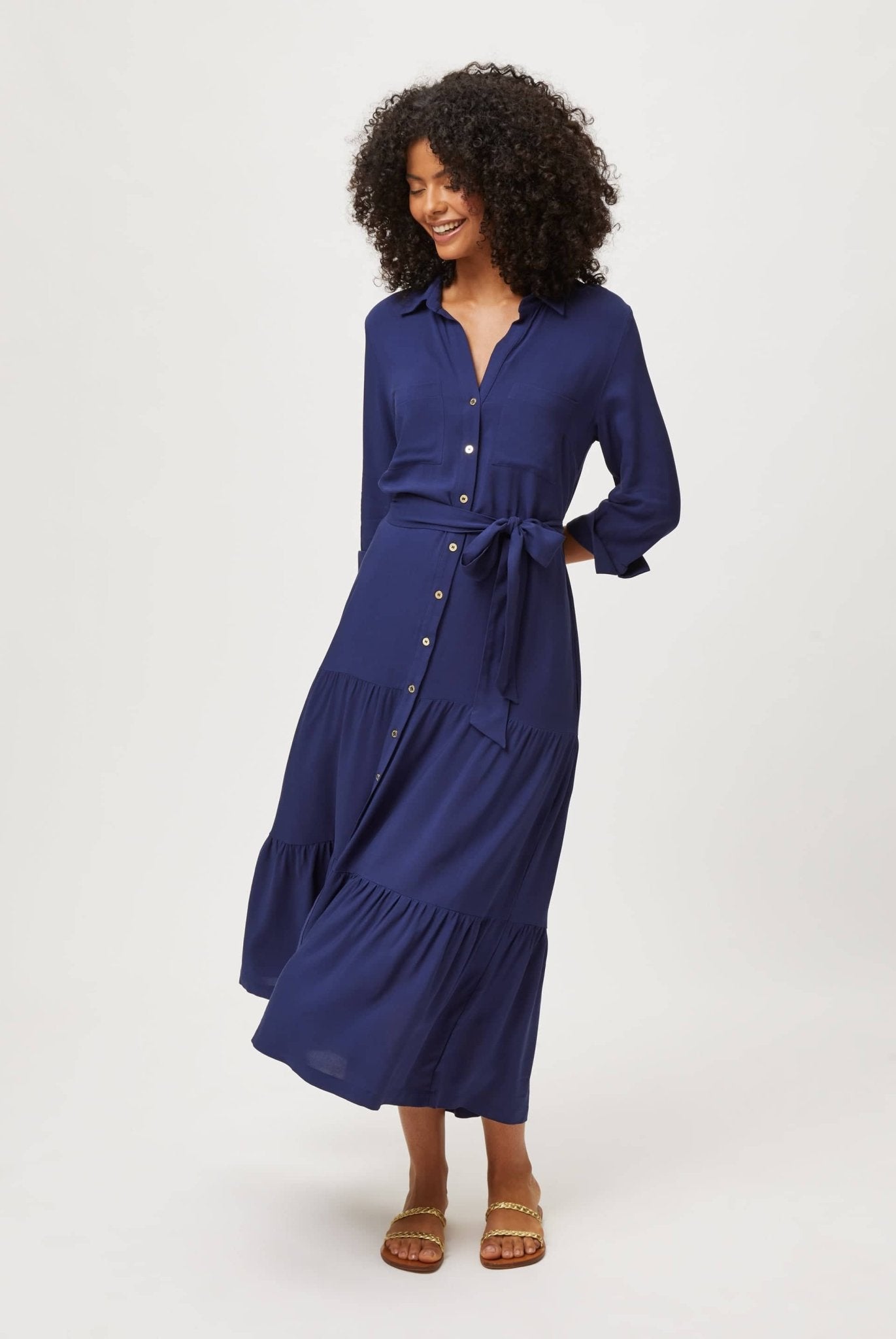 Navy Maxi Shirt Dress