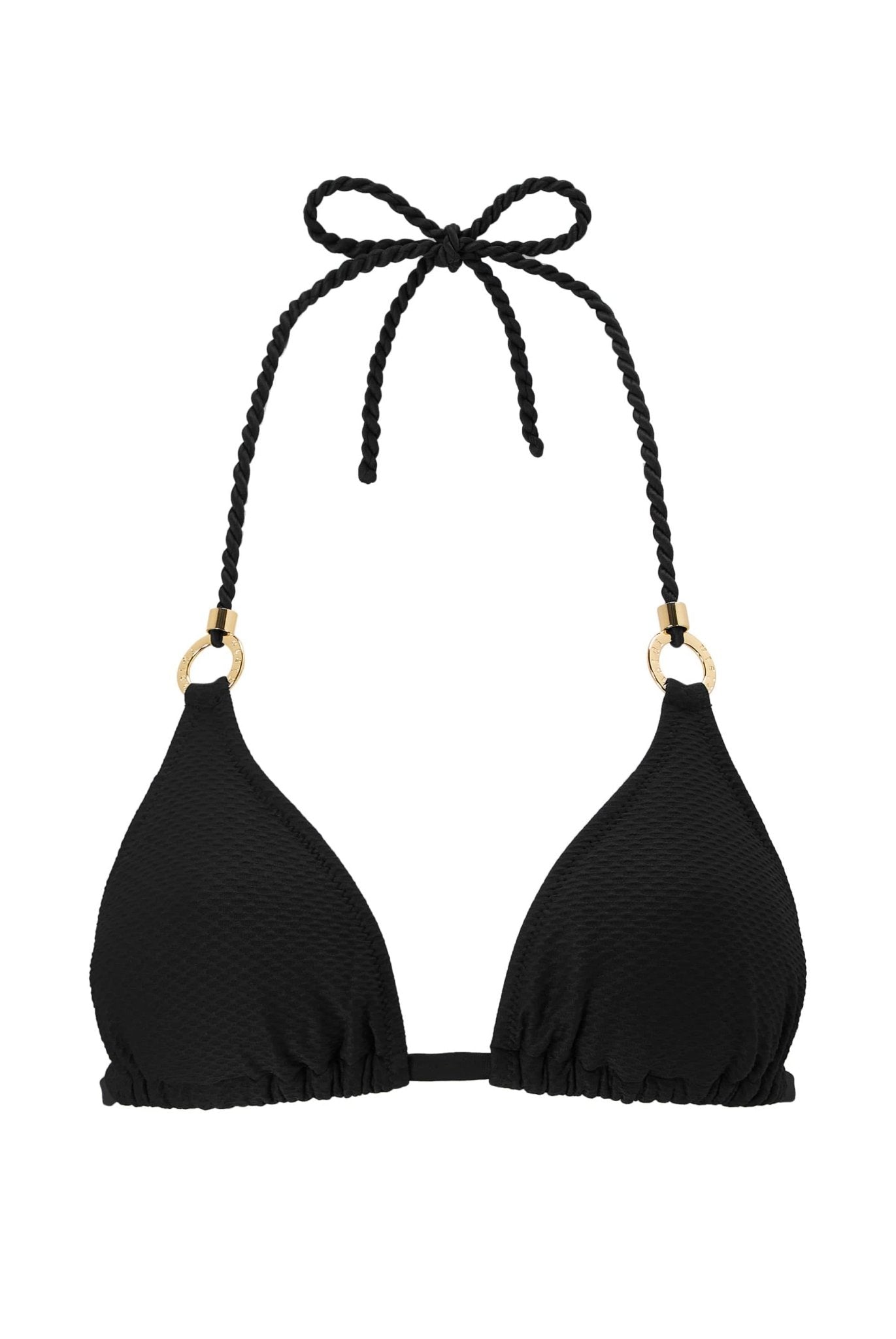 Core Ring Triangle Bikini Top in Black - Heidi Klein - UK Store