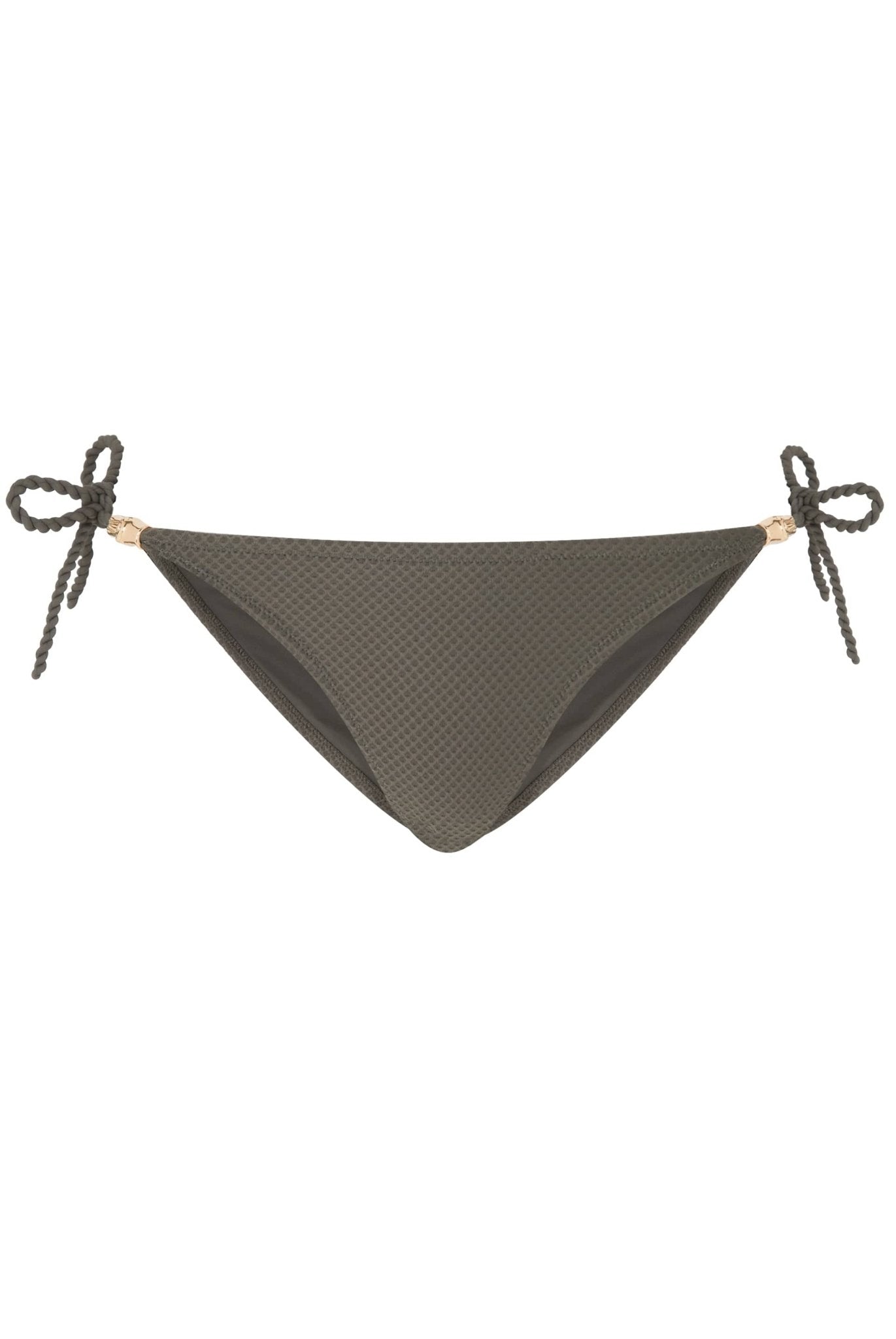 Core Rope Side Tie Bikini Bottom in Olive Green - Heidi Klein - UK Store