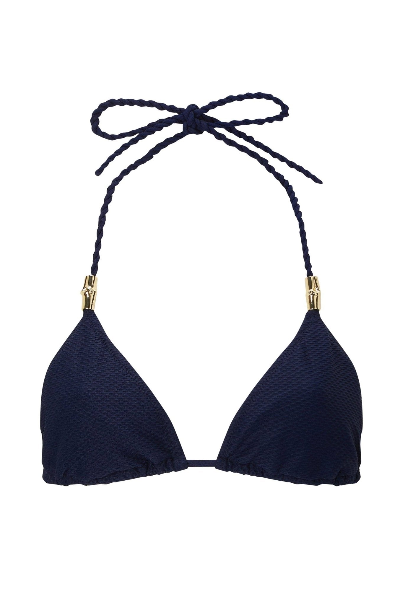 Core Rope Tie Triangle Bikini Top in Navy - Heidi Klein - UK Store