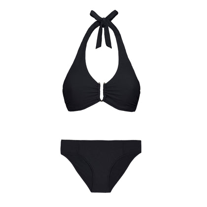 Heidi Klein - UK Store - Black Textured U-Bar Halterneck Bikini