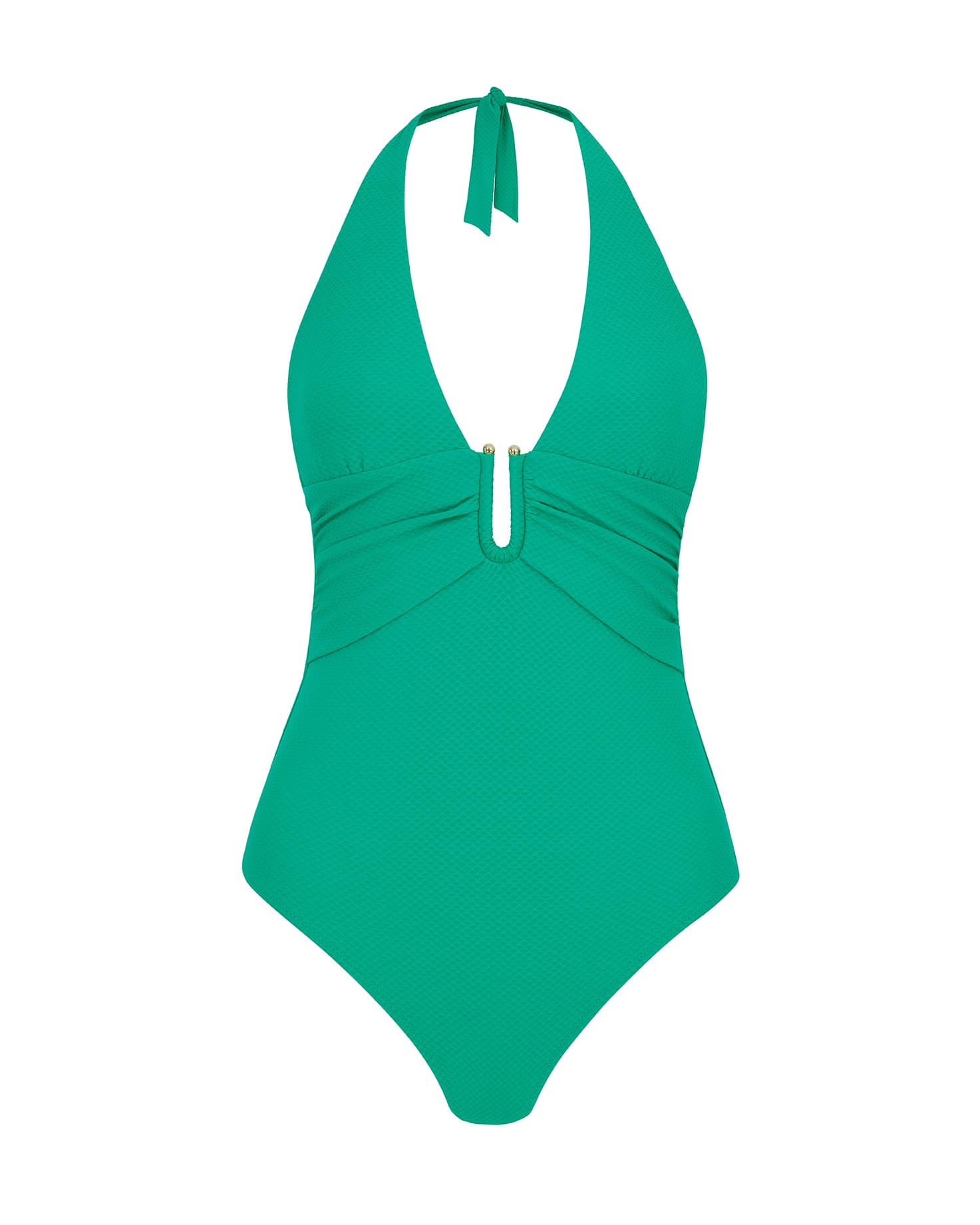 Core U-Bar Green Swimsuit | Luxury Swimsuit – Heidi Klein - UK Store