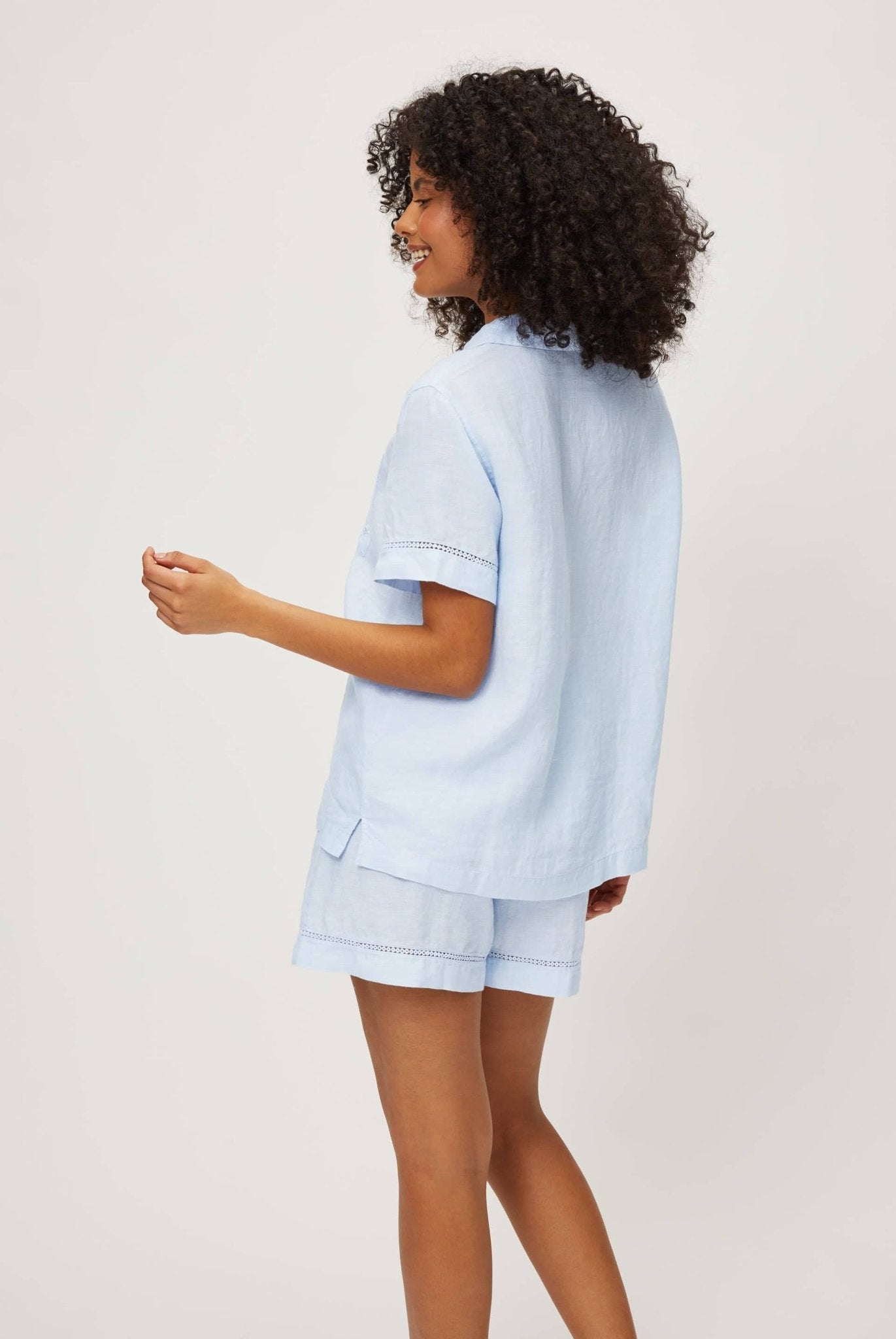 Harlyn Bay Short Sleeve and Shorts Set in Blue - Heidi Klein - UK Store