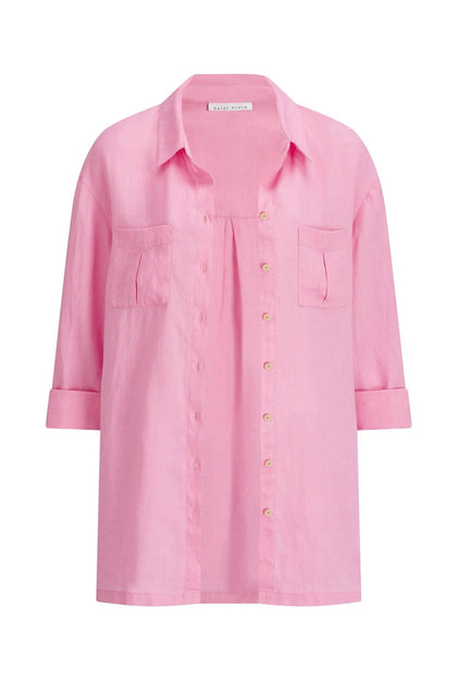 Heidi Klein - UK Store - Marina Cay Linen Beach Shirt In Pink