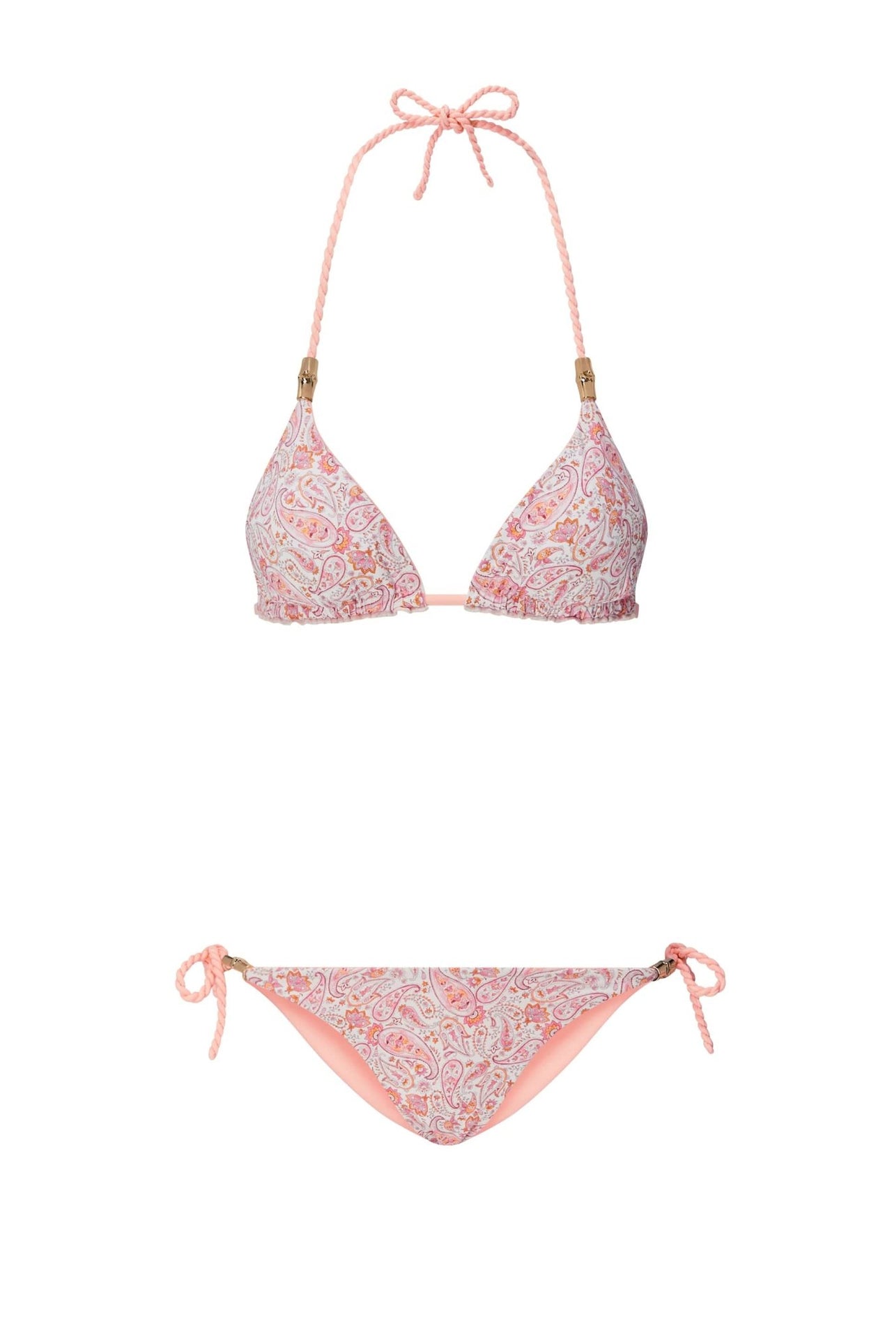 Heat Wave Reversible Triangle Tie Bikini Set (Blue and Rosy Pink) · NanaMacs