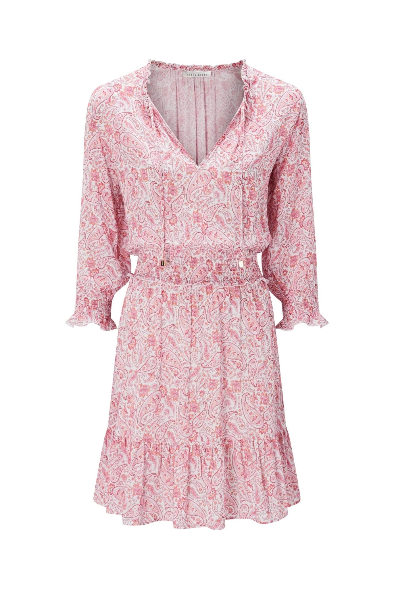 Muskmelon Bay Smocked Waist Tiered Mini Dress In Pink - Heidi Klein - UK Store