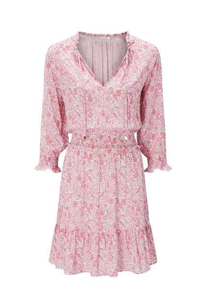 Heidi Klein - UK Store - Muskmelon Bay Smocked Waist Tiered Mini Dress In Pink