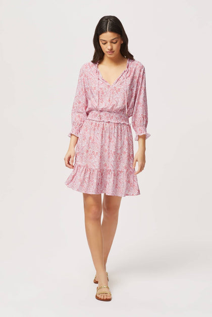Heidi Klein - UK Store - Muskmelon Bay Smocked Waist Tiered Mini Dress In Pink